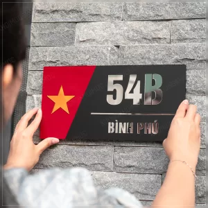 Bảng số nhà mica dán tường lá cờ nổi bật (6)